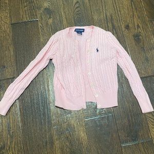 Girls light pink Ralph Lauren button up cardigan.  Worn once, great condition.